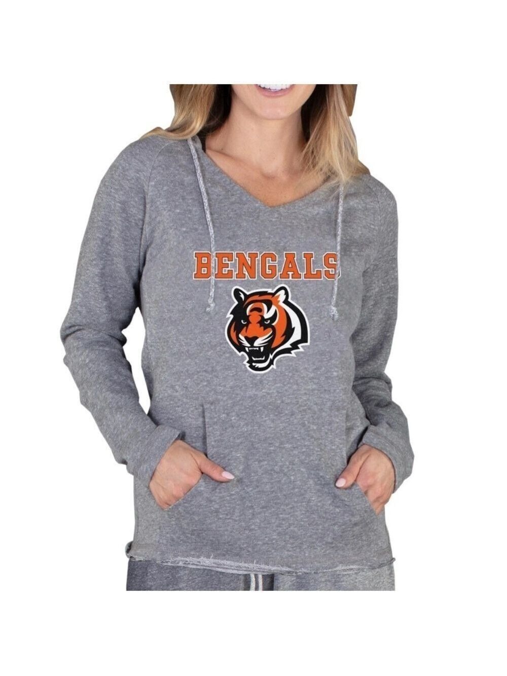 Concept Sports Bengals V Neck Hoodie Size Small